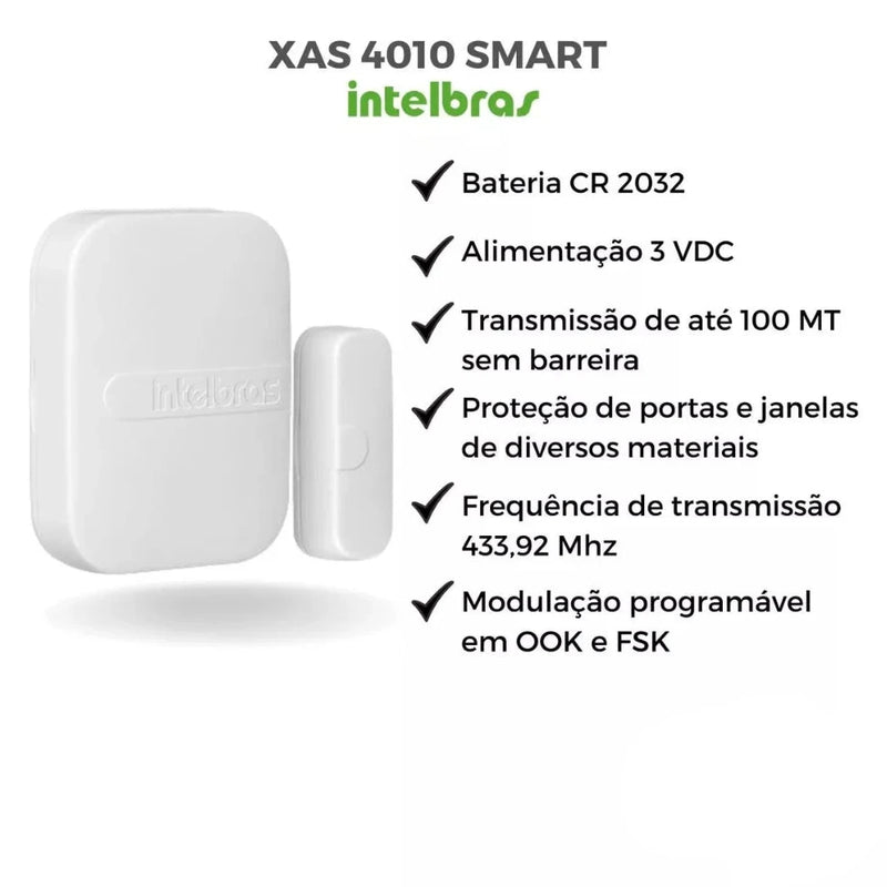 Sensor de abertura magnético sem fio XAS 4010 SMART intelbras