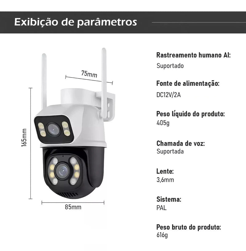 Câmera Wifi Smart Dual-Lens 6MP